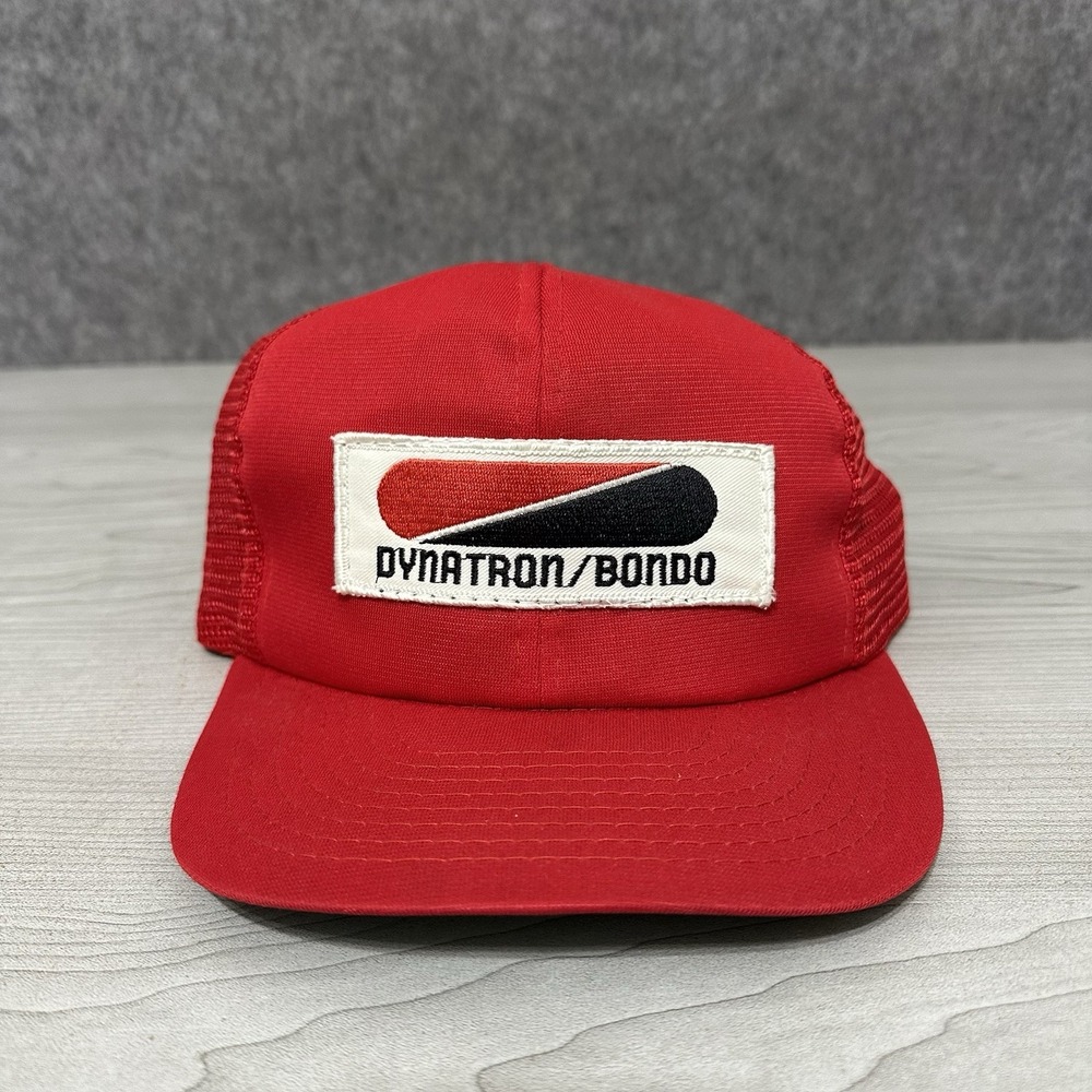 Vintage 80s Dynatron Bondo‎ Men's Trucker Hat Red Mesh Snapback